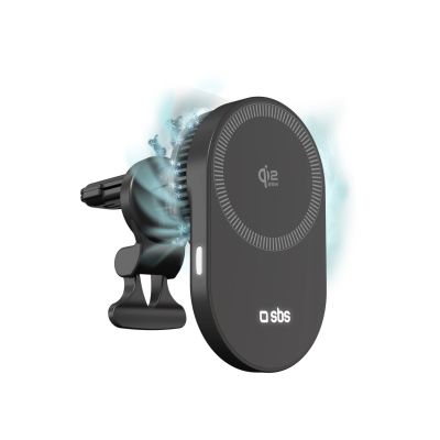 Uchwyt magnetyczny SBS z ładowarką bezprzewodową Qi2.2 25W z chłodzeniem aktywnym - czarny