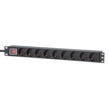 Intellinet 715133 rozdzielacz zasilania PDU 9 x gniazdo sieciowe 1U Czarny