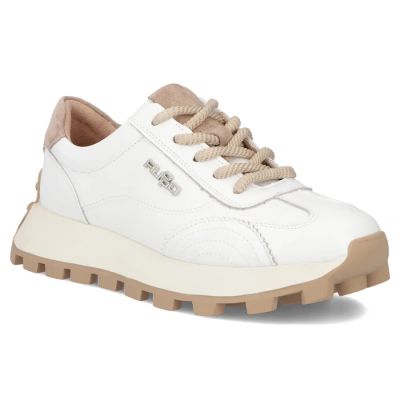 Skórzane półbuty sneakersy na platformie białe Filippo DP7498