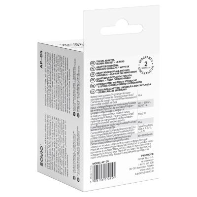 6. SAVIO ADAPTER PODRÓŻNY GNIAZDO GLOBALNE - WTYK UK AP-05