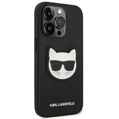 4. Etui Karl Lagerfeld Saffiano Choupette Head Patch na iPhone 14 Pro Max - czarne
