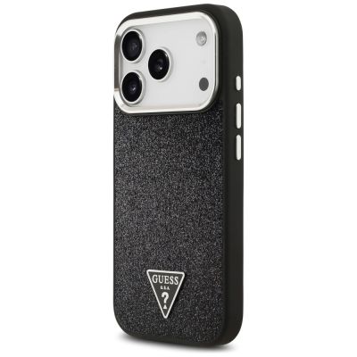 2. Etui Guess Glitter Triangle Logo MagSafe na iPhone 17 Pro - czarne