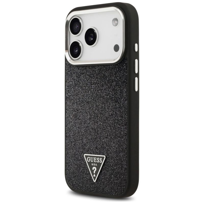 2. Etui Guess Glitter Triangle Logo MagSafe na iPhone 17 Pro - czarne