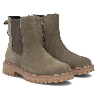 4. Skórzane botki damskie sztyblety khaki Filippo DBT7935