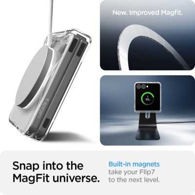 16. Etui Spigen AirSkin Mag MagSafe na Samsung Galaxy Z Flip 7 - przeroczysto-białe