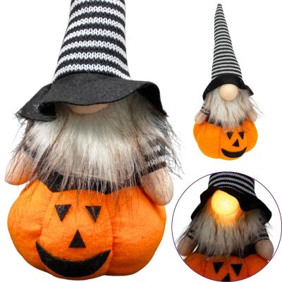 7. FIGURKA DEKORACYJNA NA DYNI 35CM LED HALLOWEEN  POMARAŃCZOWY