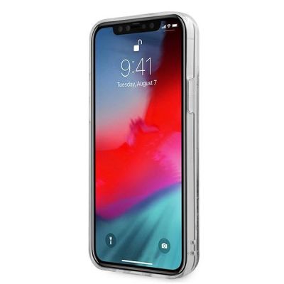 5. Etui Guess 4G Big Liquid Glitter na iPhone 12 Pro Max - srebrne