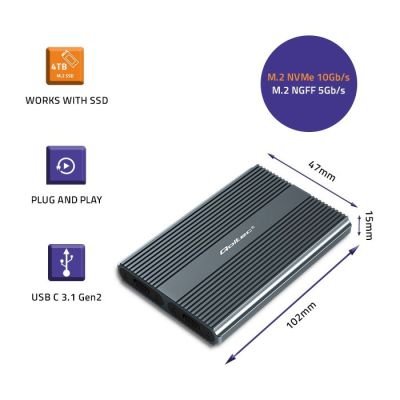 14. Qoltec Obudowa | kieszeń na dysk M.2 SSD | SATA | NVMe | USB-C | DUAL 2 x 2TB