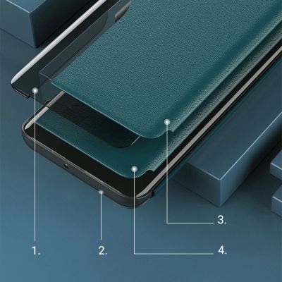 9. Eco Leather View Case elegancki futerał etui z klapką i funkcją podstawki iPhone 13 mini pomarańczowy