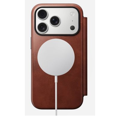 3. NOMAD Modern Leather Folio - skórzane etui do iPhone 17 Pro kompatybilne z MagSafe, skóra Horween (olde dublin)