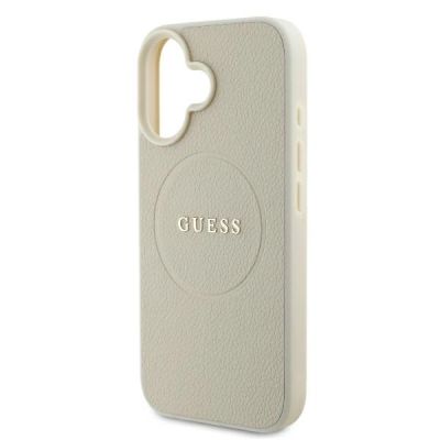6. Etui Guess Grained Ring MagSafe na iPhone 16 - beżowe