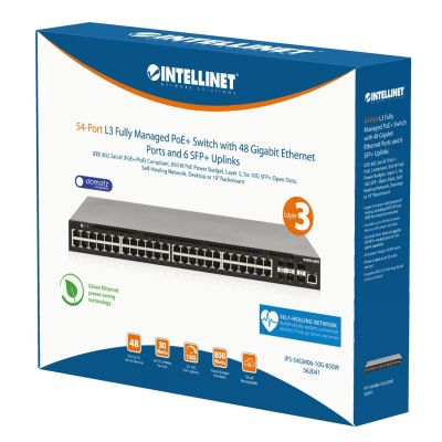7. Intellinet 562041 przełącznik sieciowy Zarządzany L3 Gigabit Ethernet (10/100/1000) Obsługa PoE Czarny