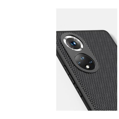 12. Nillkin Textured Case wytrzymałe wzmocnione etui z żelową ramką i nylonem na tyle Honor 50 Pro czarny