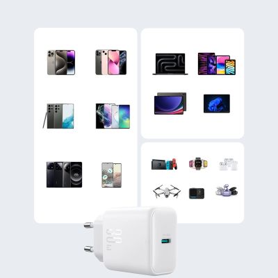 14. Ładowarka Joyroom JR-TCF24 sieciowa USB-C PD 30W QC SFC - biała + kabel USB-C 1m