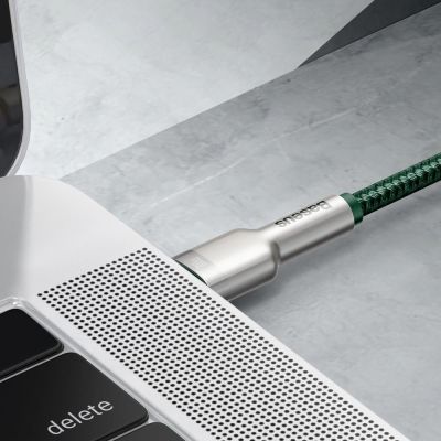9. Kabel Baseus Cafule Series Metal Data USB-C / USB-C PD QC SCP 100W 5A 2 m - zielony