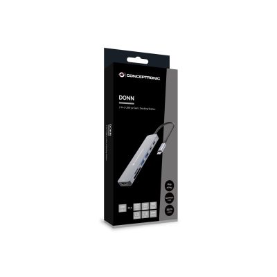 4. Conceptronic DONN28G stacja dokująca Przewodowa USB 3.2 Gen 1 (3.1 Gen 1) Type-C Szary