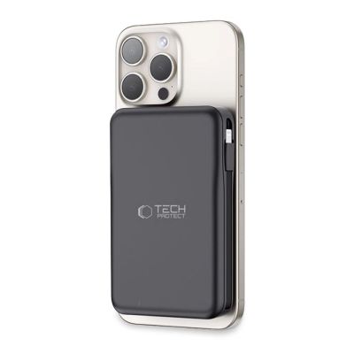 10. Powerbank Tech-Protect LifeMag PB31 z MagSafe 10000mAh 15W USB-C / USB-A / wbudowane kable USB-C / Lightning - czarny