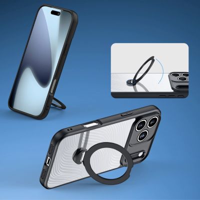 4. Etui Dux Ducis Aimo Mag z pierścieniem magnetycznym i podstawką na iPhone 17 Pro – czarne