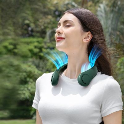 11. Wentylator Jisulife Neck Fan Life3 na kark, szyję, wiatrak przenośny USB - zielony