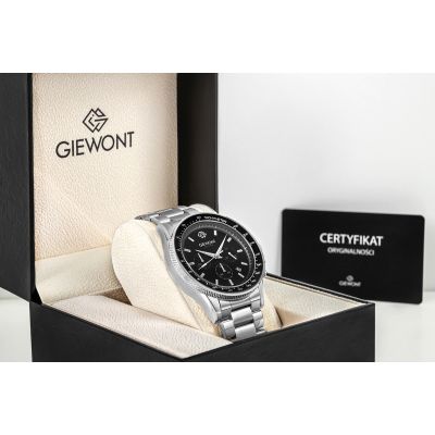 7. Zegarek Męski Giewont Chronograph Sapphire Srebrno Czarny GW3520-B2