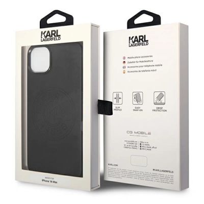 8. Etui Karl Lagerfeld Leather Perforated Logo na iPhone 14 Plus - czarne