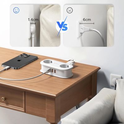 5. Listwa zasilająca Orico AP3 20W GaN 5w1 2x AC + 2x USB-A + 1x USB-C - biała
