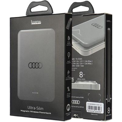 6. Powerbank Audi Big Logo MagSafe indukcyjny 15W 5000mAh - szary