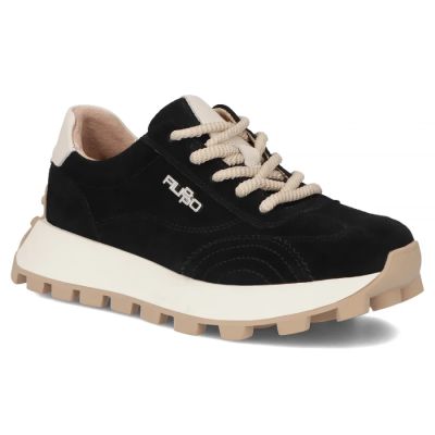 Skórzane półbuty sneakersy na platformie czarne Filippo DP7498