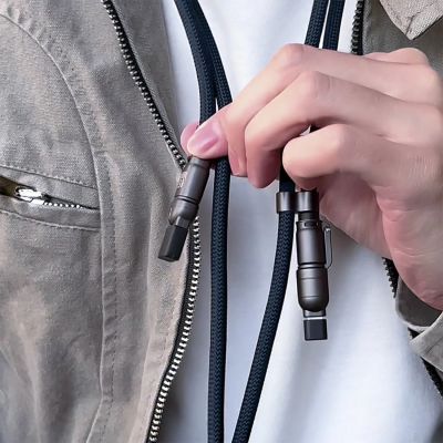 5. Kabel Dudao L20Max 65W 4w1 ze smyczą USB-C do USB-C z adapterami Lightning i USB-A - niebieski
