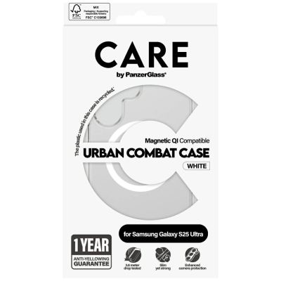 4. Etui CARE by PanzerGlass Flagship Urban Combat White QI do Samsung Galaxy S25 Ultra - przezroczysty