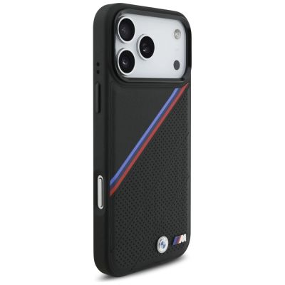 4. Etui BMW M Tricolor Metal Logo MagSafe do iPhone 17 Pro Max - czarne