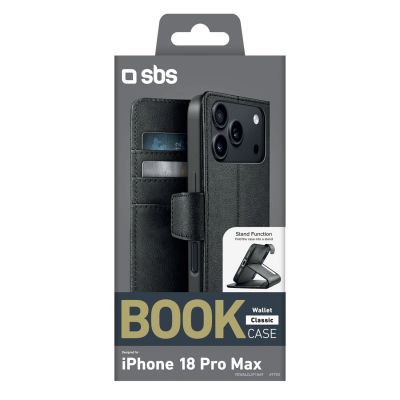 2. Etui SBS Wallet Classic na iPhone 18 Pro Max z portfelem i podstawką - czarne