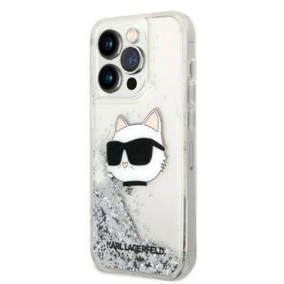 2. Etui Karl Lagerfeld Glitter Choupette Head na iPhone 14 Pro - srebrne