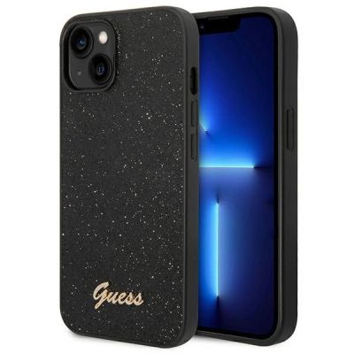 Etui Guess Glitter Script na iPhone 14 Plus - czarne