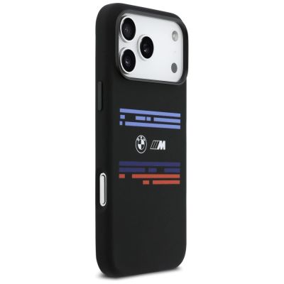 4. Etui BMW M Silicon Horizontal Line MagSafe na iPhone 17 Pro Max - czarne
