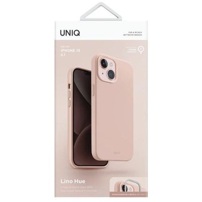 6. Etui UNIQ Lino Hue Magclick Charging do iPhone 15 - różowe