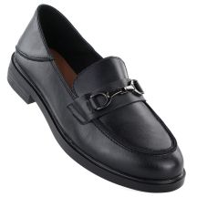 Skórzane półbuty damskie mokasyny czarne Vinceza 18117