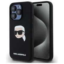 Etui Karl Lagerfeld Silicone Karl Head Print MagSafe na iPhone 15  Pro 6.1" - czarne