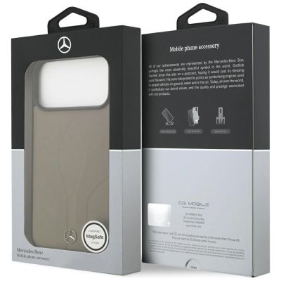 8. Etui Mercedes Leather The Move MagSafe na iPhone 17 Pro Max - beżowe