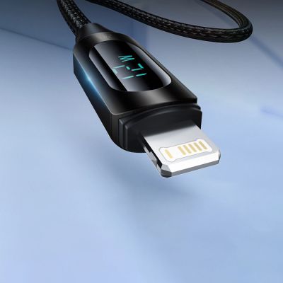4. Kabel USB-A - Lightning Wozinsky WUALC2 z wyświetlaczem LED 2.4A 2m  - czarny