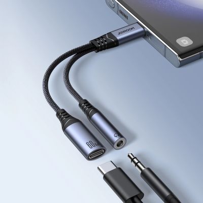 8. Adapter DAC 2w1 Joyroom SY-C02 USB-C do USB-C / mini jack 3.5 mm - czarny
