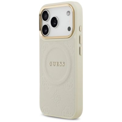 2. Etui Guess Peony Hot Stamp MagSafe na iPhone 17 Pro - beżowe