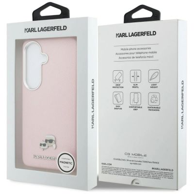 8. Etui Karl Lagerfeld Saffiano KC Metal Logo MagSafe na Samsung Galaxy S26+ - różowe