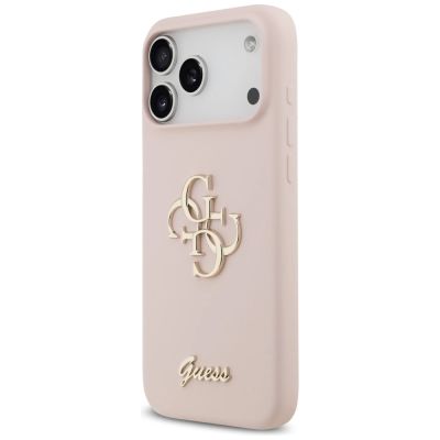 2. Etui Guess Silicone Big 4G Script na iPhone 17 Pro Max - różowe
