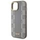 6. Etui DKNY Leather Checkered Mono Pattern MagSafe na iPhone 15 Plus - beżowe