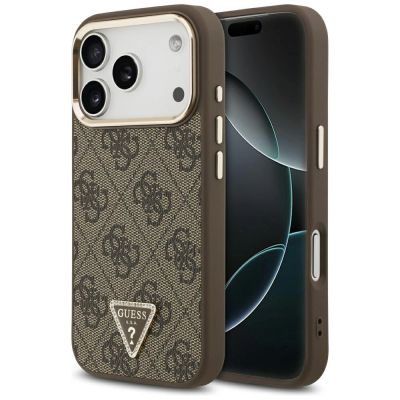 Etui Guess 4G Triangle Logo MagSafe na iPhone 17 Pro / 18 Pro - brązowe