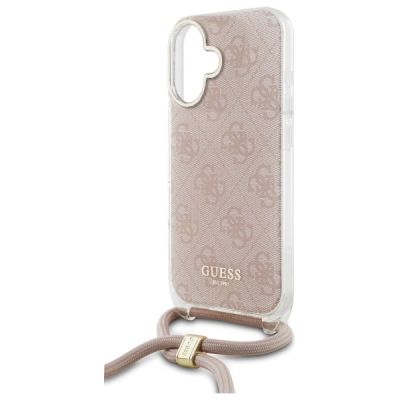 4. Etui Guess Crossbody Cord 4G Print na iPhone 16 - różowe