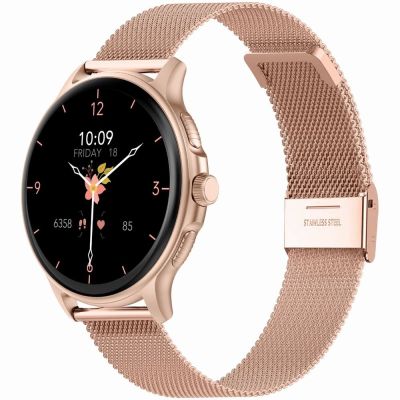 4. Smartwatch Damski GRAVITY GT12-3 Różowy Pasek Silikonowy + Bransoleta Różowe Złoto
