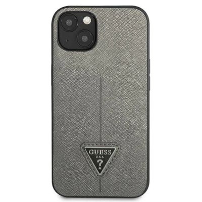 3. Etui Guess SaffianoTriangle Logo na iPhone 13 / 14 / 15 6.1" - srebrne
