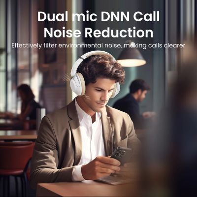 5. Słuchawki bezprzewodowe Ugreen HP202 HiTune Max5 nauszne z hybrydową redukcją szumów ANC - białe